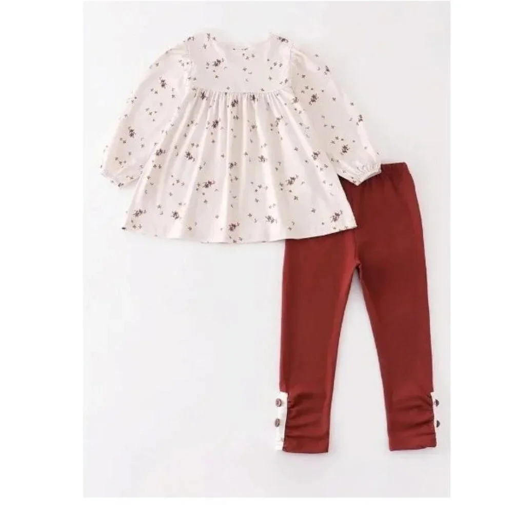 Boutique Thanksgiving Turkey Girls Tunic & Leggings Outfit Set - Picture 6 of 7